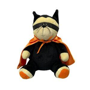 GODIVA Plush Halloween Cat Bear Orange Cape Superhero Mask Stuffed Animal  2008
